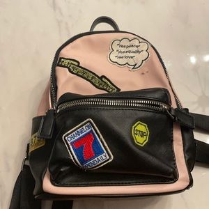 Mini pink graphic backpack
